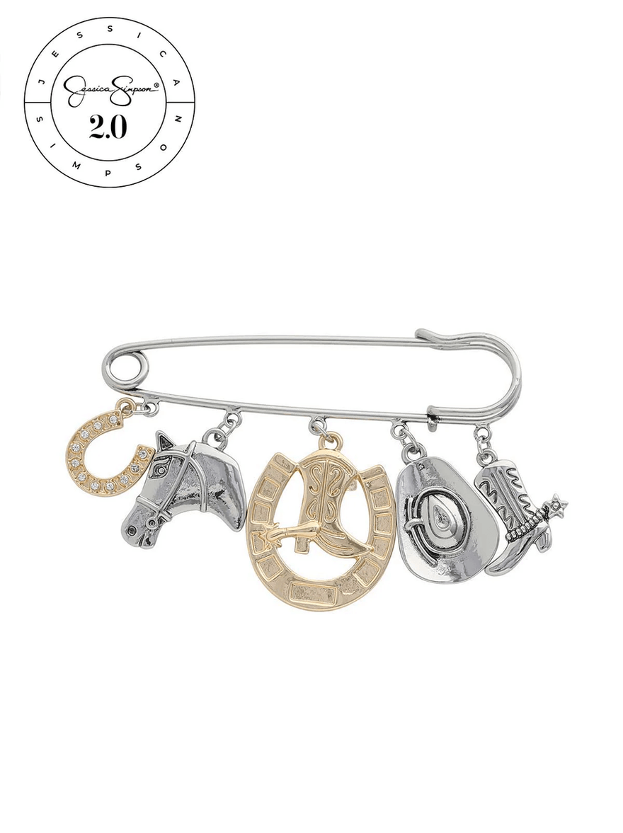 Jessica Simpson 2.0 Western Charm Pin Brooch Gold & Silver