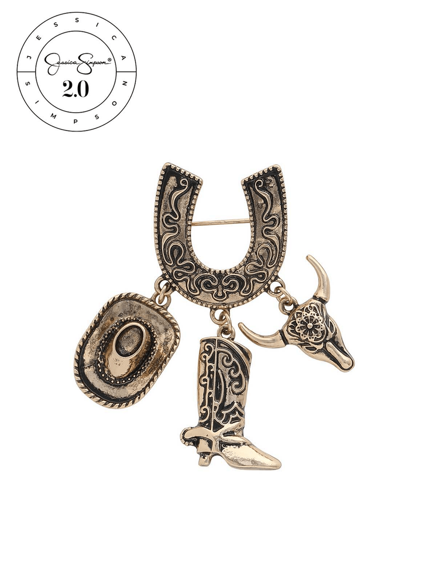 Jessica Simpson 2.0 Western Charm Horseshoe Brooch Gold