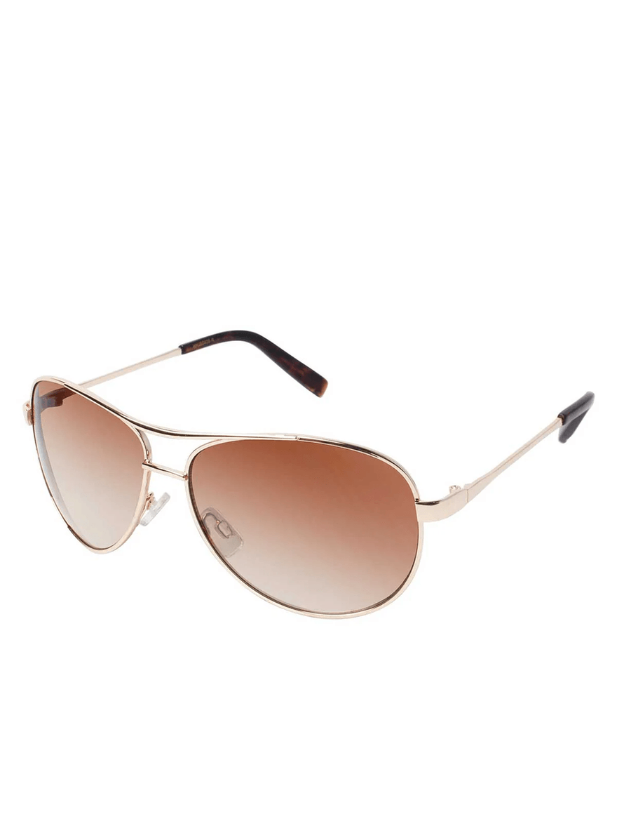 Jessica Simpson Iconic Aviator Pilot Sunglasses with Bifocal Readers in Gold
