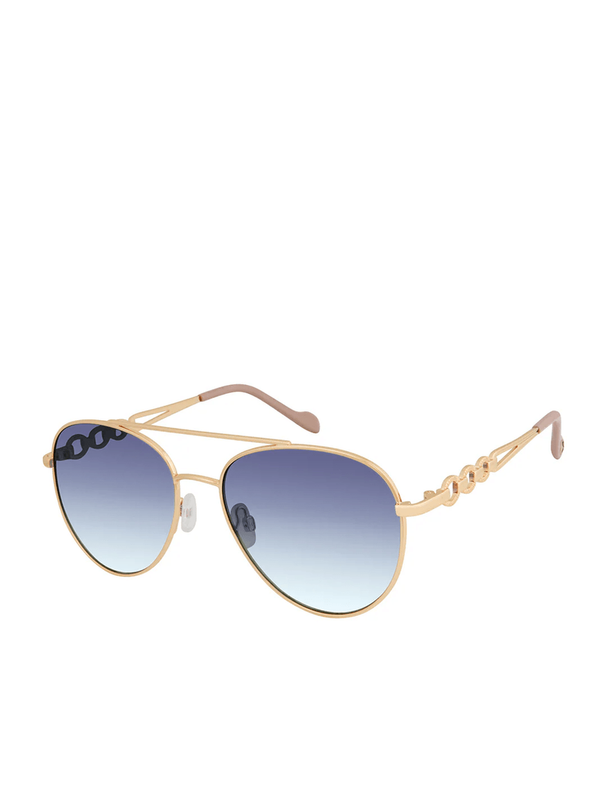Jessica Simpson Classic Aviator with Link Detail in Gold & Nude Gold and Nude