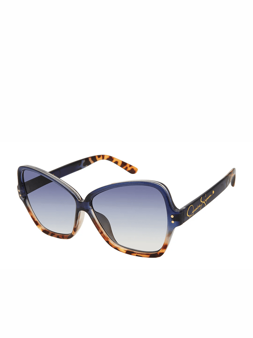 Jessica Simpson Stylish Butterfly Sunglasses in Blue Tortoise Blue and Tortoise