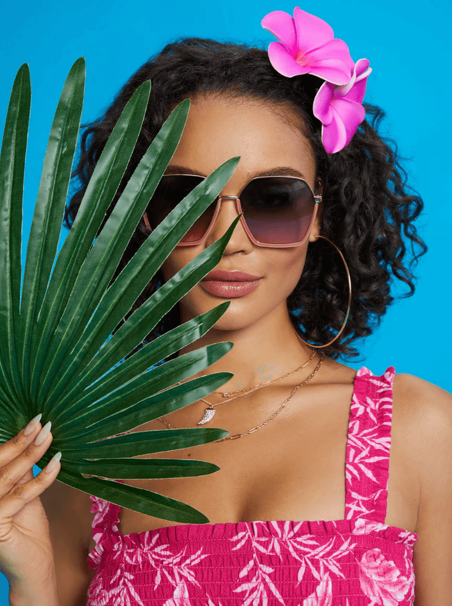 Jessica Simpson Geometric Metal Sunglasses in Rose Gold Rose Gold and Rose