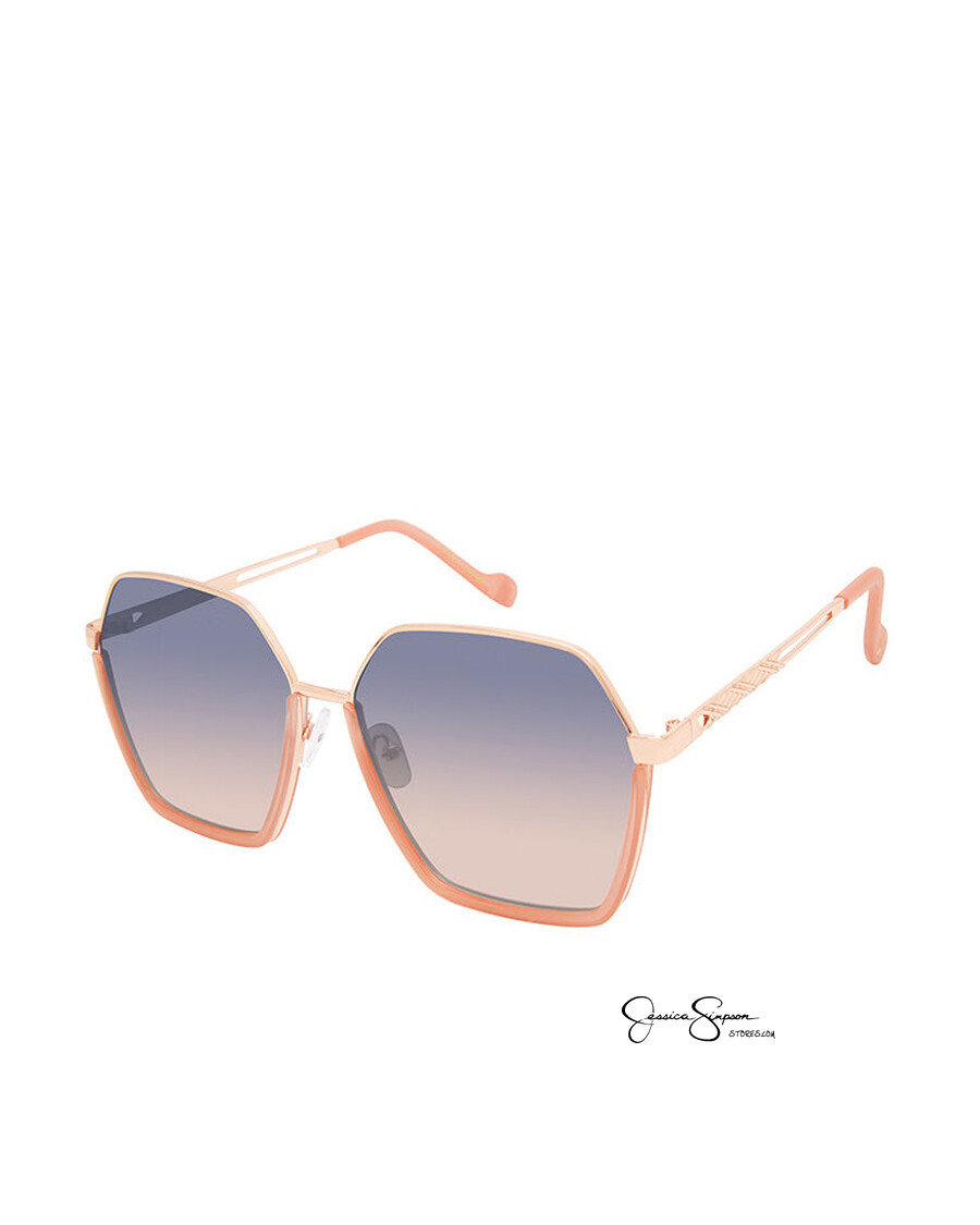 Jessica Simpson Geometric Metal Sunglasses in Rose Gold