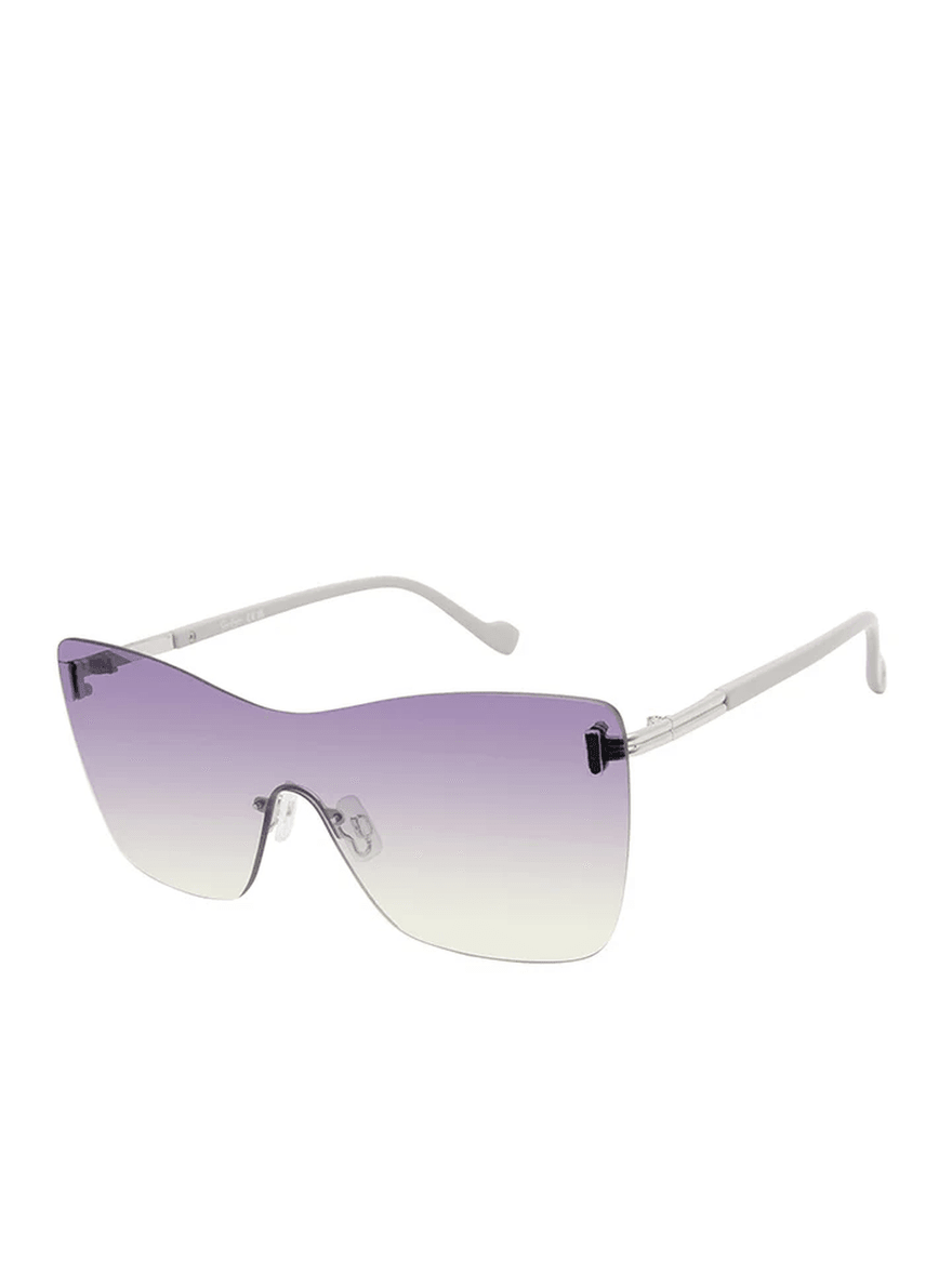 Jessica Simpson Glamorous Frameless Shield Sunglasses in Silver & Grey Silver and Grey