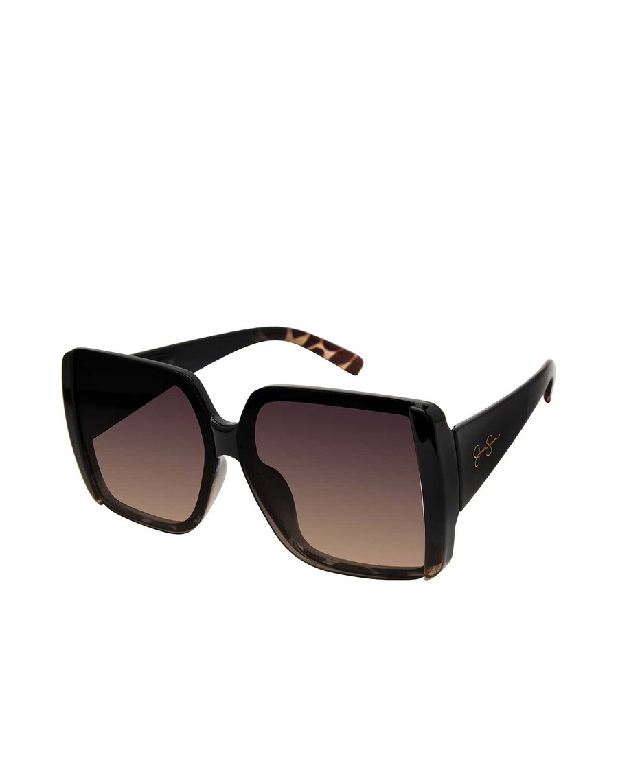 Jessica Simpson Oversized Glamorous Square Sunglasses in Black and Tortoise