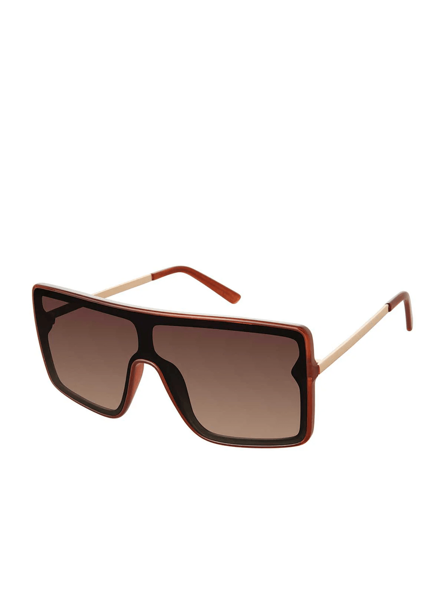 Jessica Simpson Square Shield Metal Temple Sunglasses in Brown