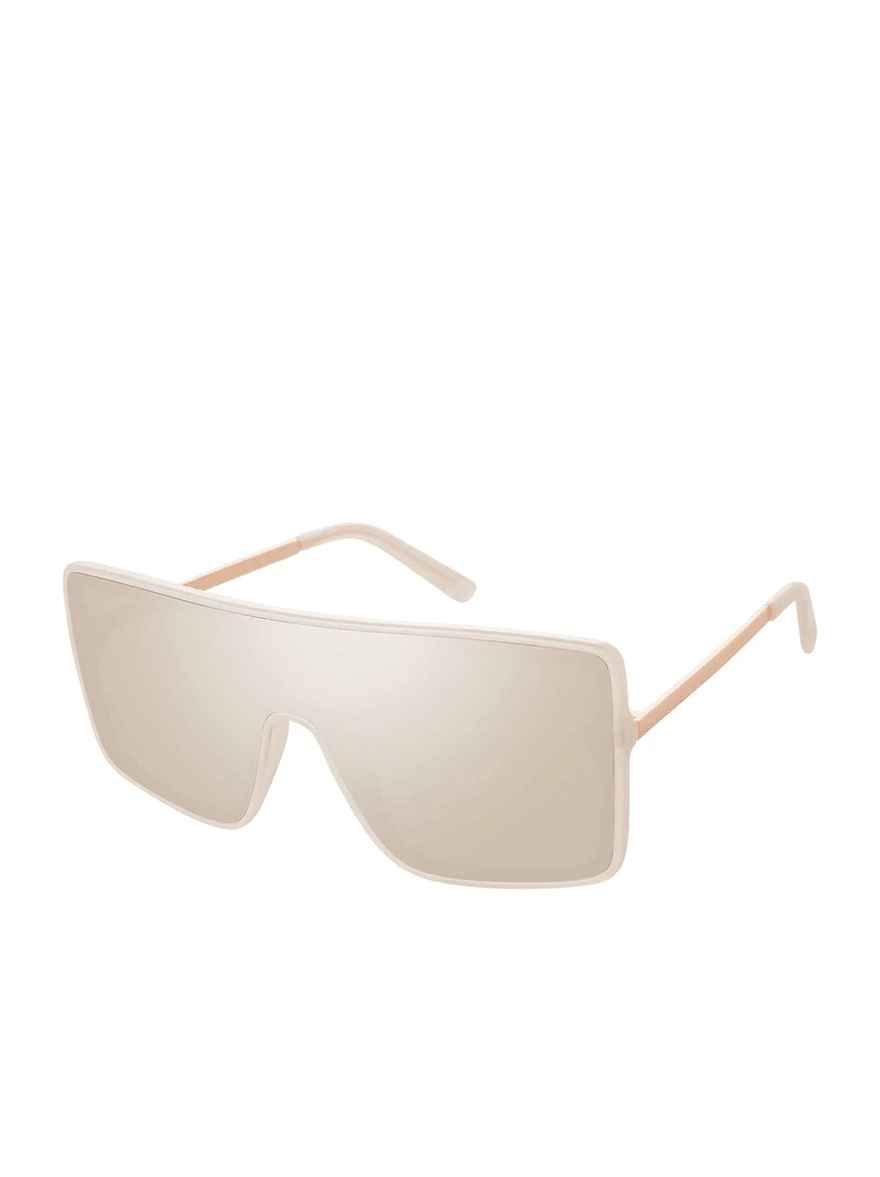 Jessica Simpson Square Shield Metal Temple Sunglasses in Rose Gold