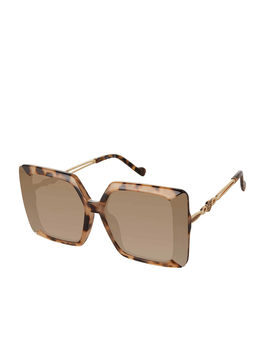 Jessica Simpson Glamorous Square Metal Temple Sunglasses in Tortoise