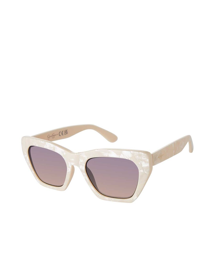 Jessica Simpson Vintage Cat Eye Sunglasses in Cream Marble