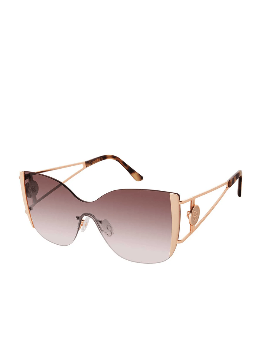 Jessica Simpson Metal Cat Eye Shield Sunglasses in Rose Gold