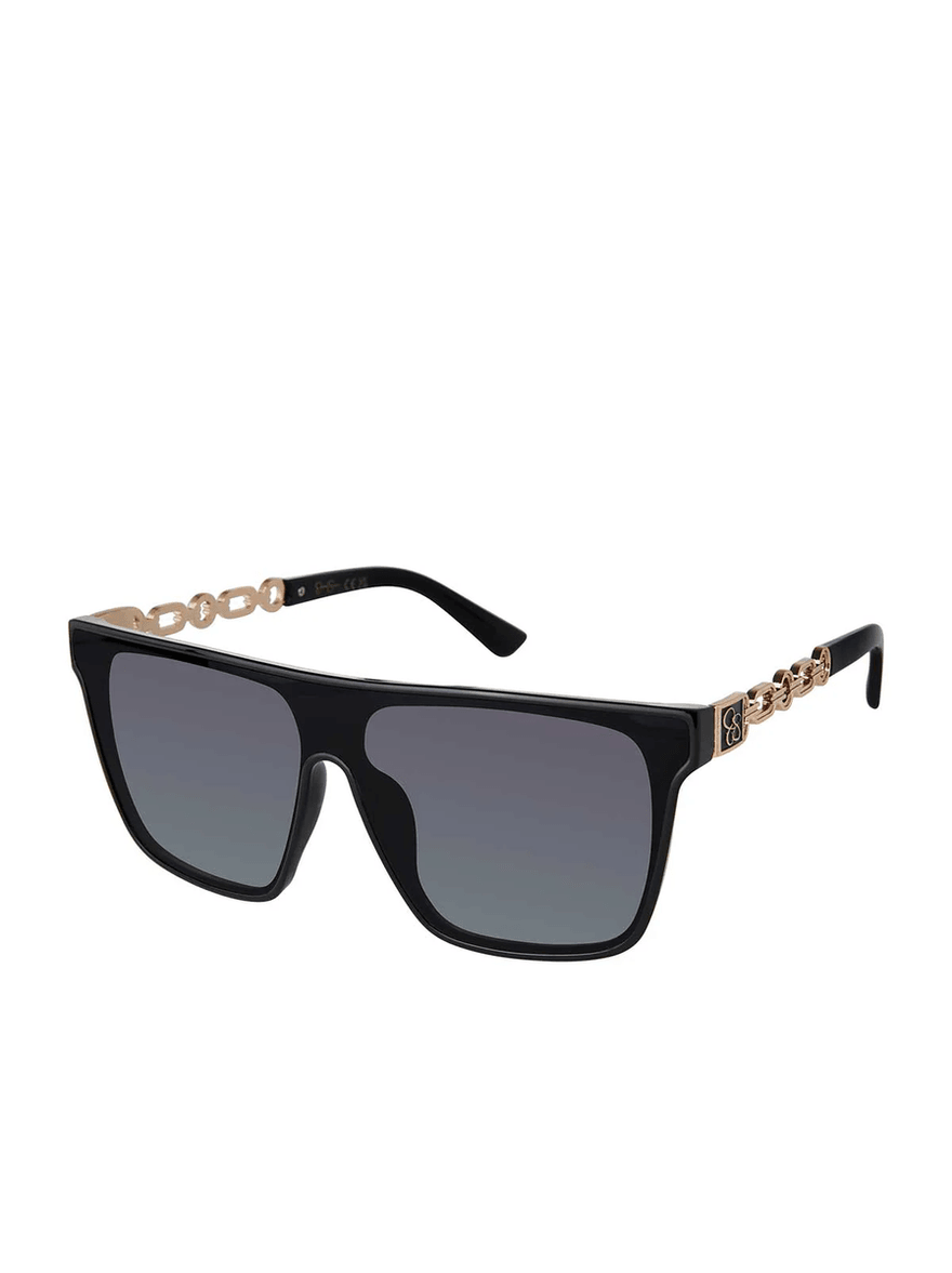 Jessica Simpson Metal Square Shield Sunglasses in Black