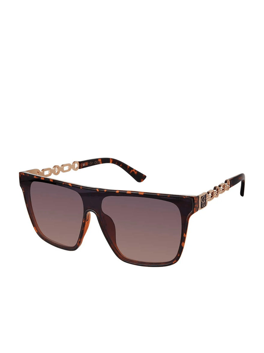 Jessica Simpson Metal Square Shield Sunglasses in Tortoise
