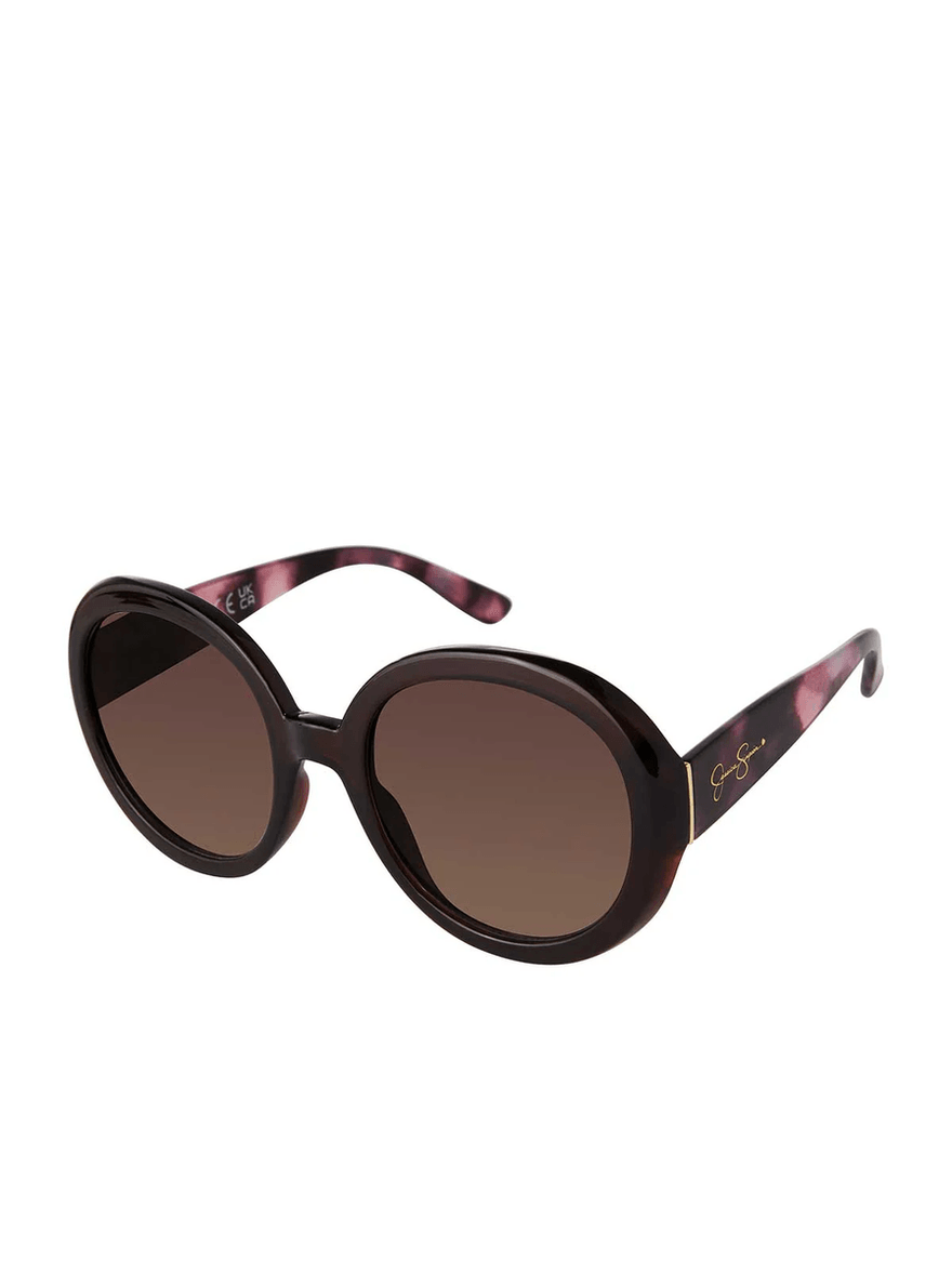 Jessica Simpson Oversized Fashionable Round Sunglasses in Tortoise