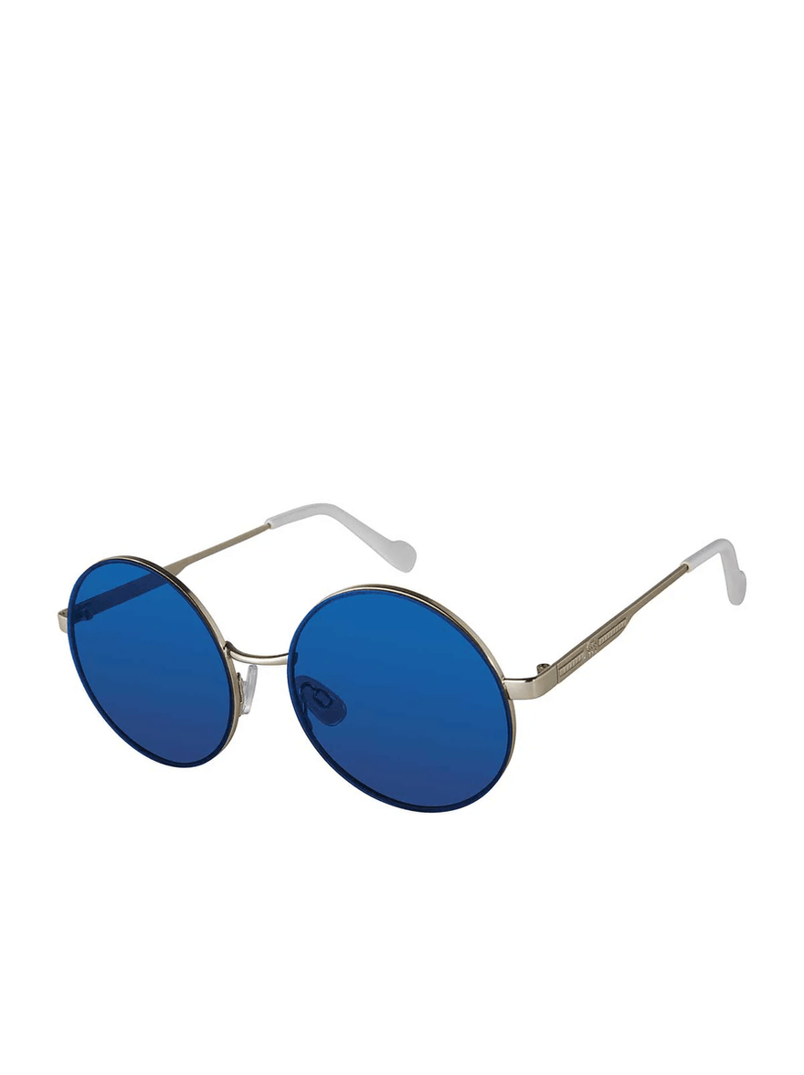 Jessica Simpson Vintage Metal Round Sunglasses in Silver & Blue