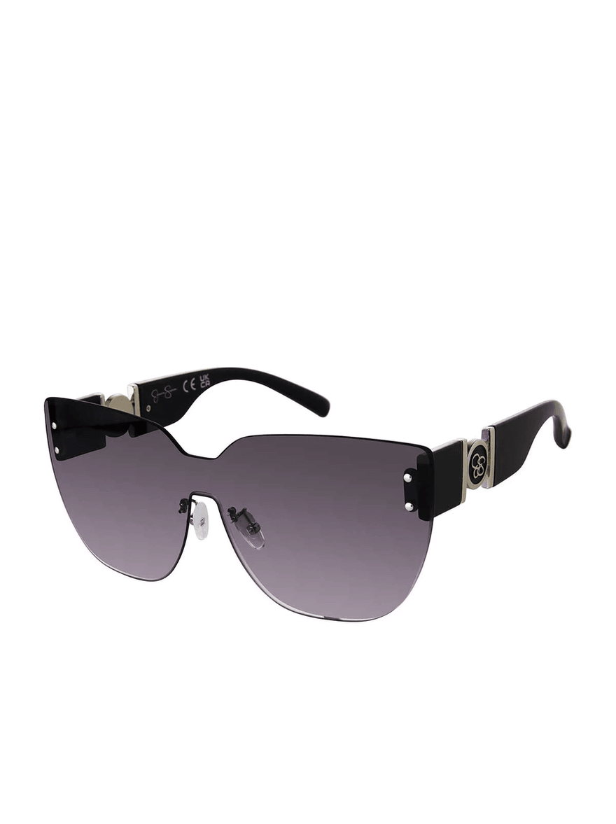 Jessica Simpson Rimless Cat Eye Shield Sunglasses in Black