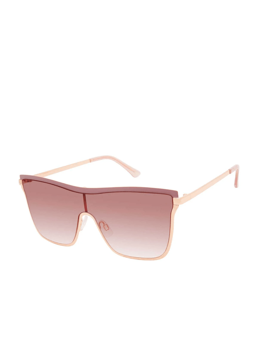 Jessica Simpson Chic Metal Square Shield Sunglasses in Rose Gold & Rose Rose Gold and Rose