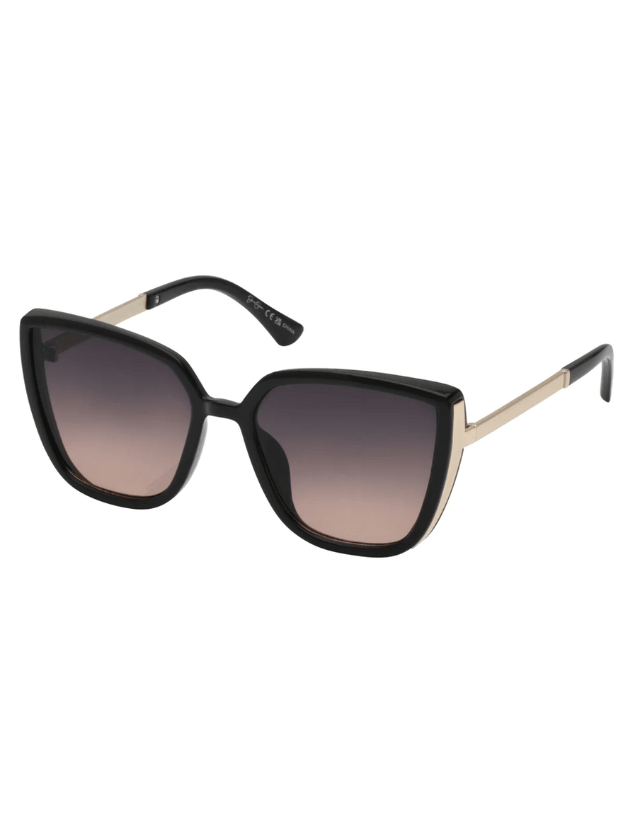 Jessica Simpson Cat Eye Sunglasses with Metal Temple in Black