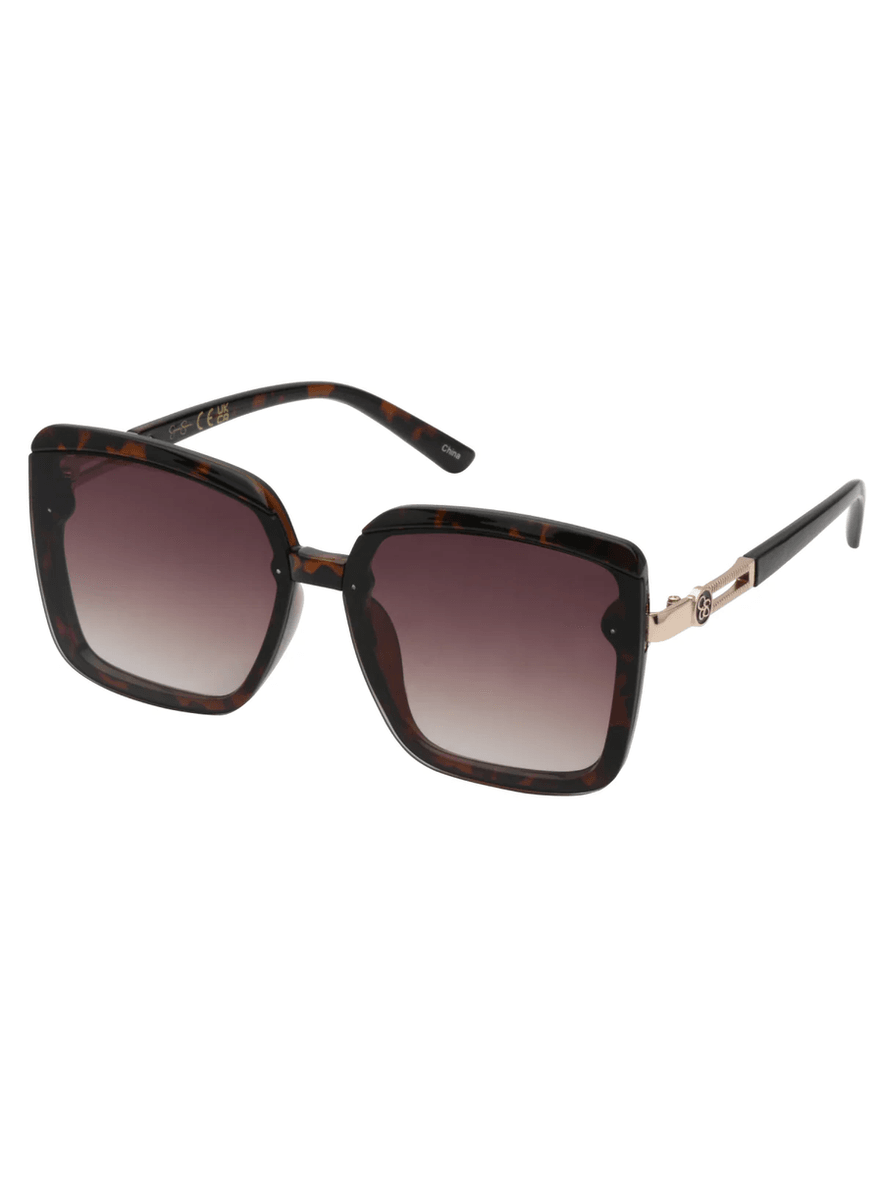 Jessica Simpson Oversized Fashionable Square Sunglasses in Tortoise