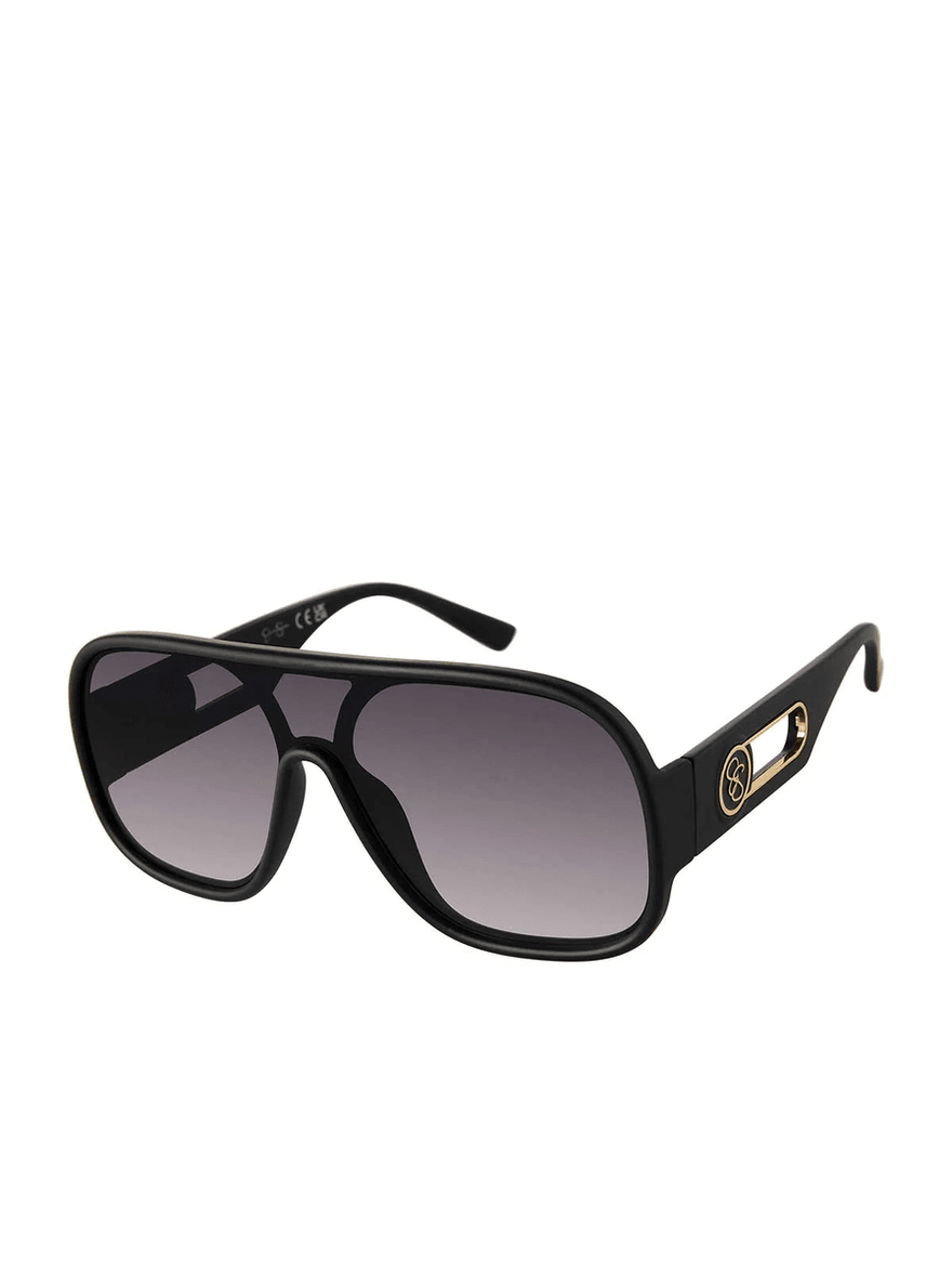 Jessica Simpson Modern Shield Aviator Sunglasses in Matte Black
