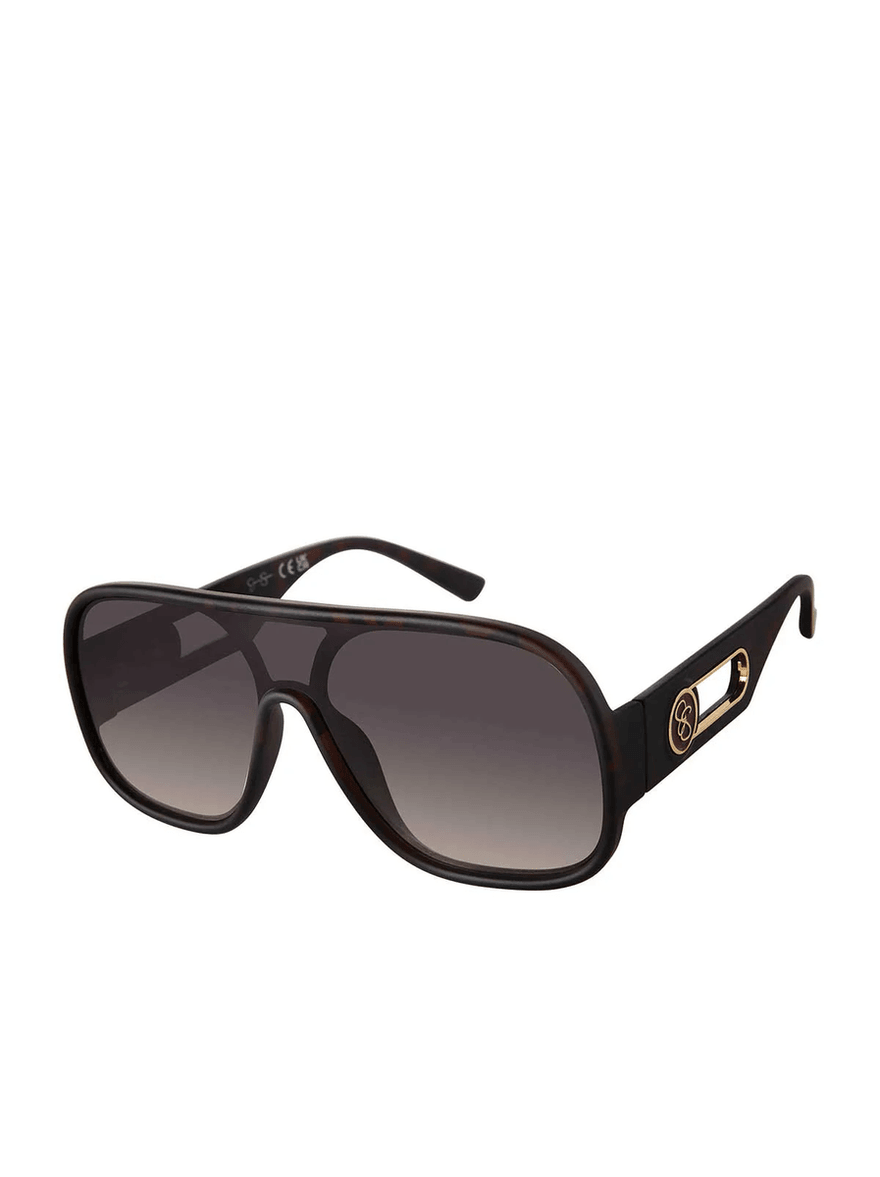 Jessica Simpson Modern Shield Aviator Sunglasses in Matte Tortoise