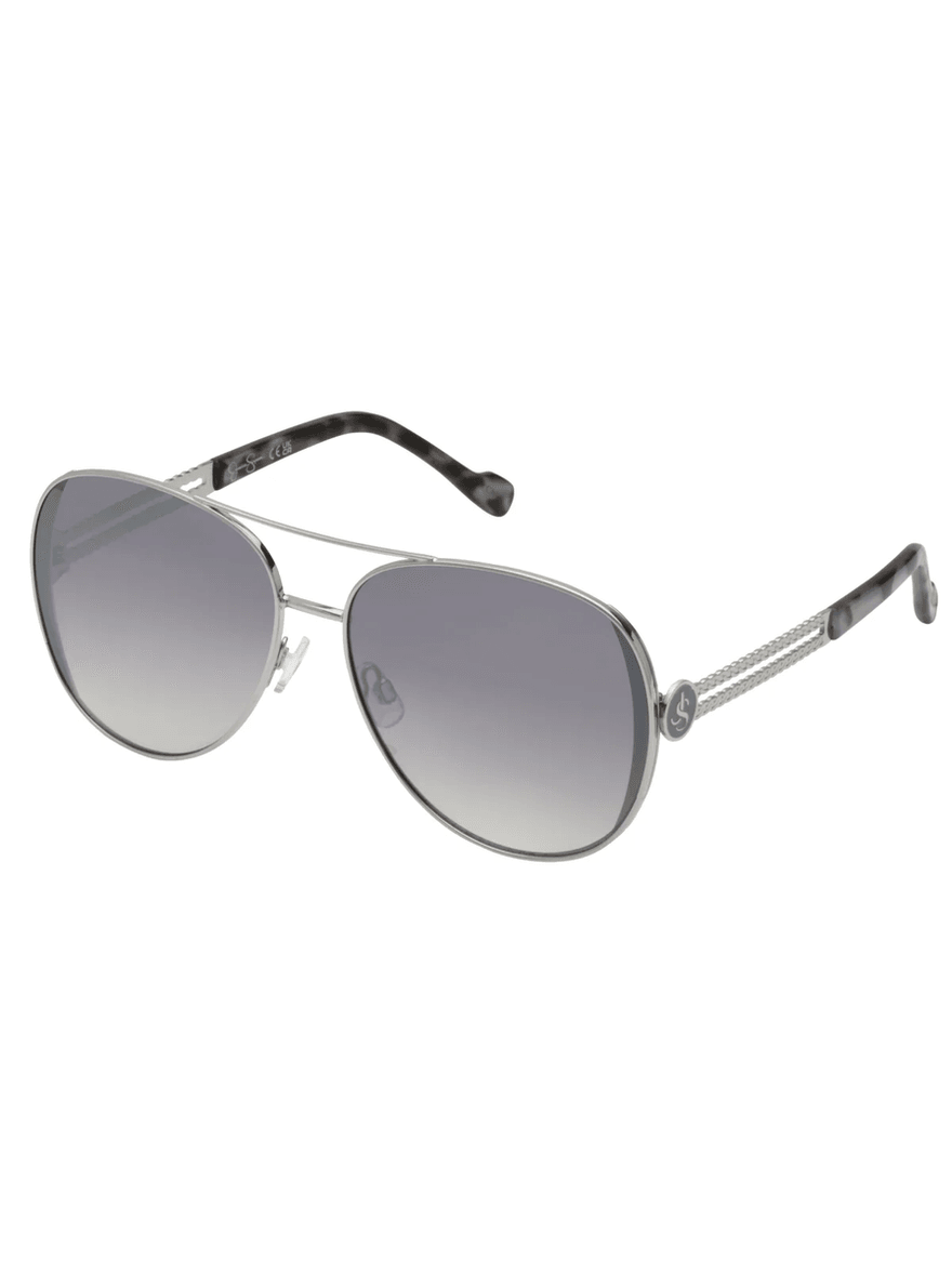 Jessica Simpson Stylish Metal Aviator Sunglasses in Silver & Tortoise