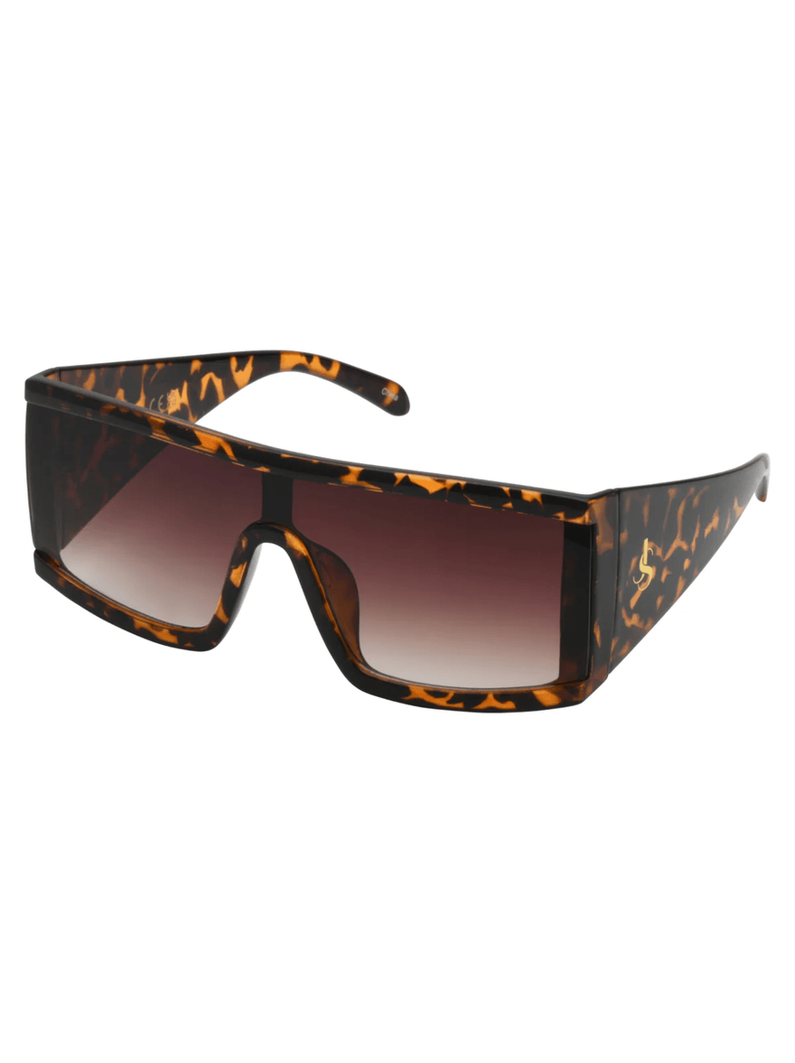 Jessica Simpson Modern Square Shield Sunglasses in Tortoise