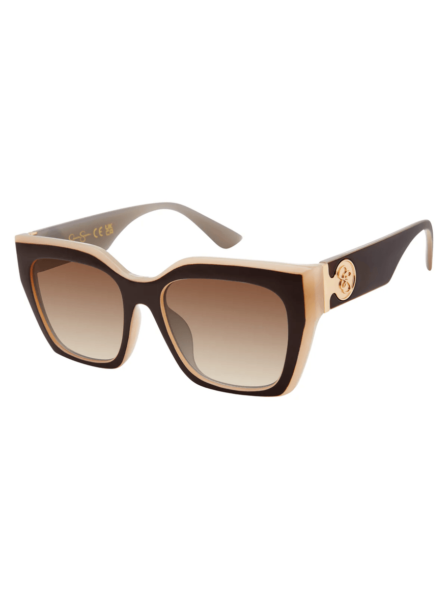 Jessica Simpson Retro Two Tone Cat Eye Sunglasses in Brown & Nude