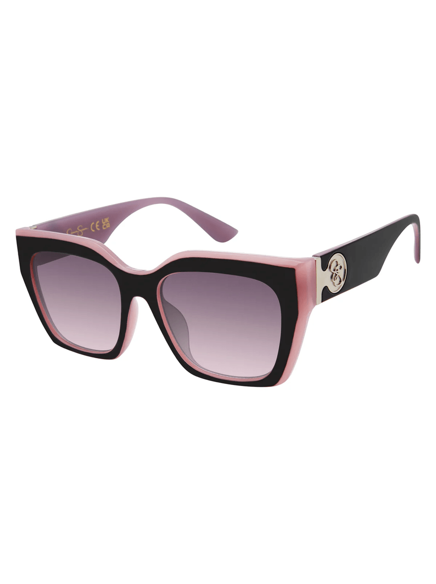 Jessica Simpson Retro Two Tone Cat Eye Sunglasses in Black & Mauve