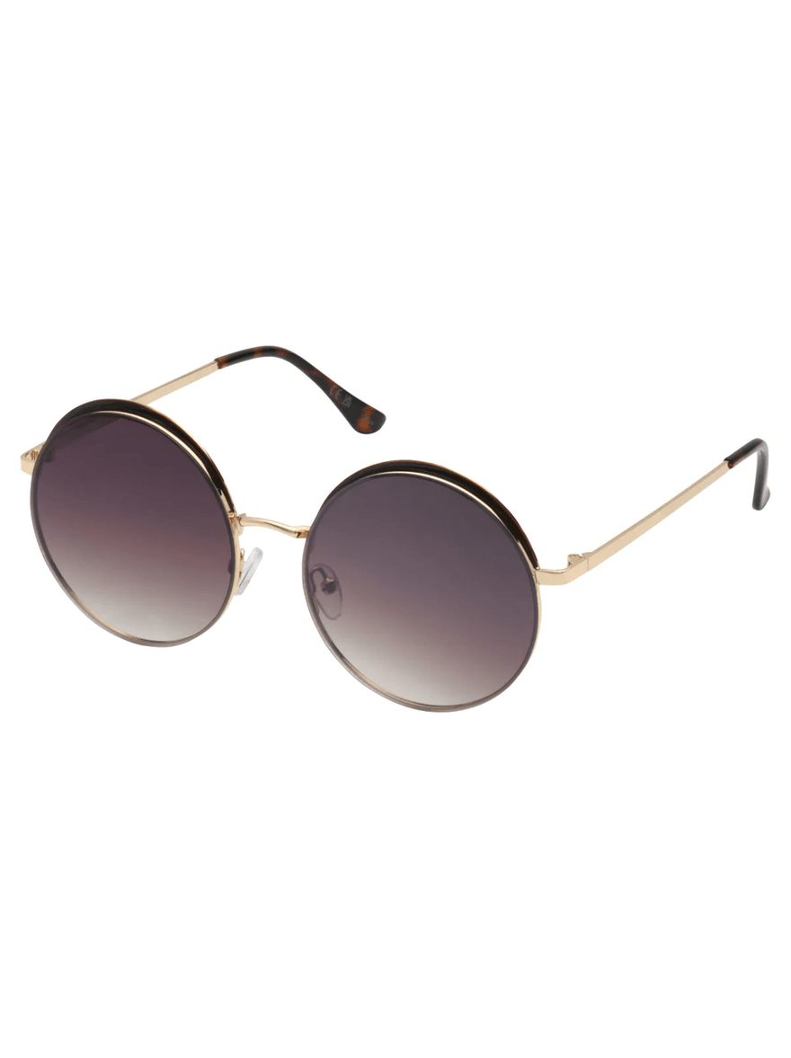 Jessica Simpson Vintage Round Metal Sunglasses in Gold & Tortoise