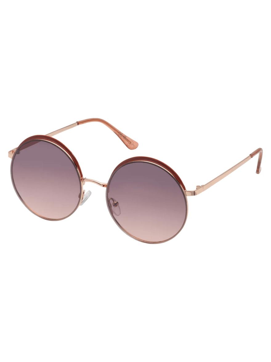 Jessica Simpson Vintage Round Metal Sunglasses in Rose Gold & Tan