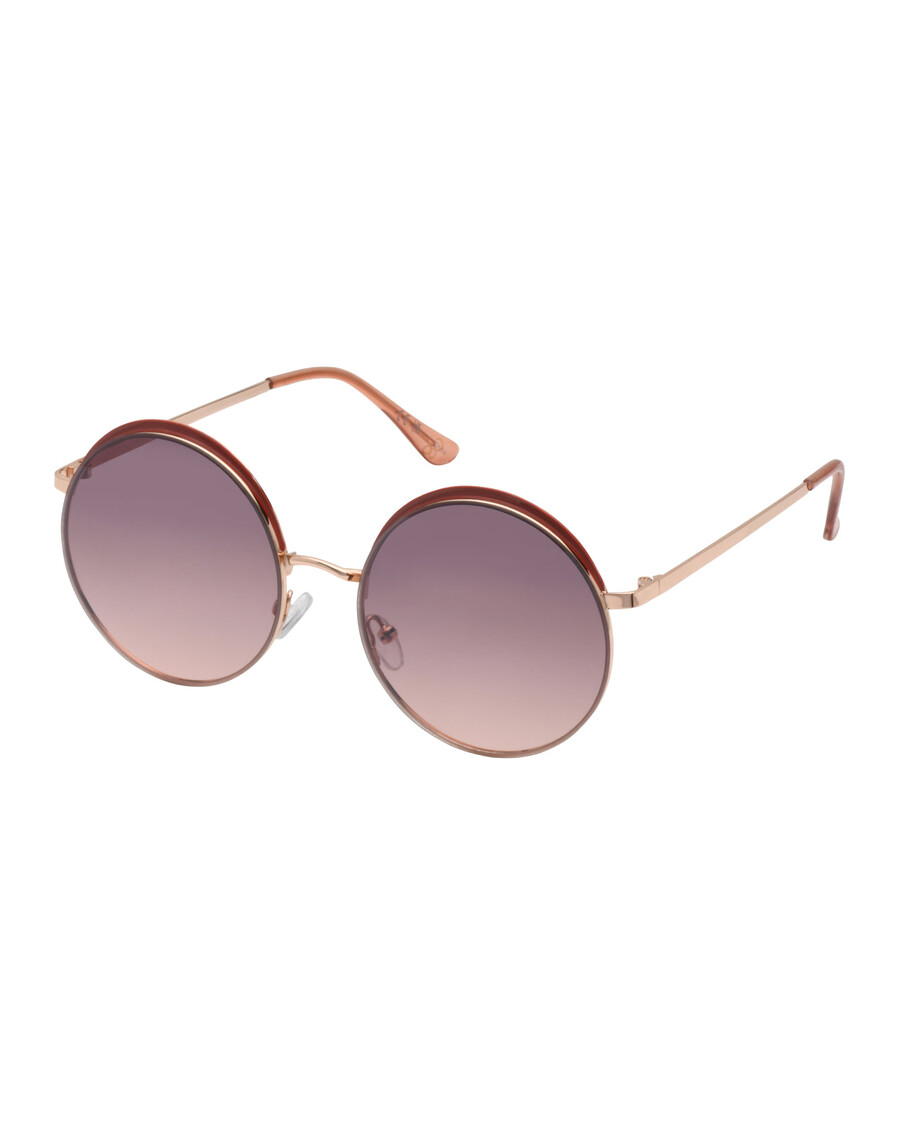 Jessica Simpson Vintage Round Metal Sunglasses in Rose Gold & Tan