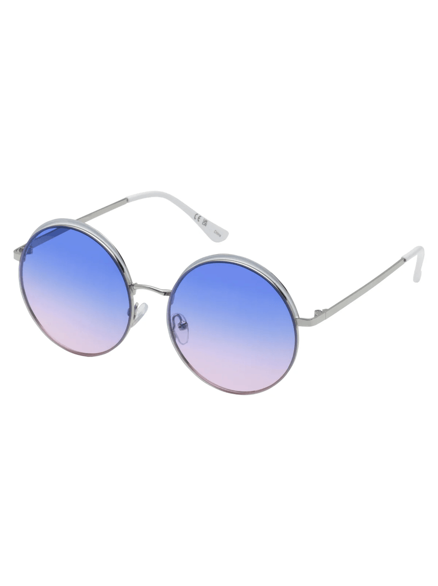 Jessica Simpson Vintage Metal Round Sunglasses in Silver & White