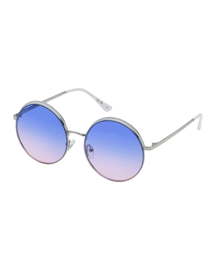 Jessica Simpson Vintage Metal Round Sunglasses in Silver & White