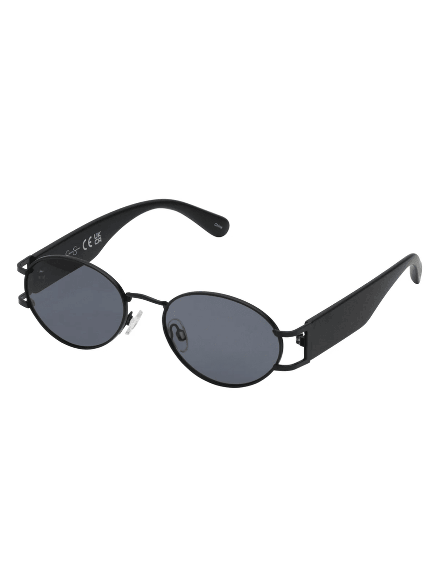 Jessica Simpson Retro Vintage Metal Oval Sunglasses in Black