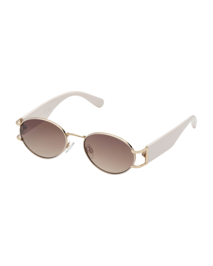 Jessica Simpson Retro Vintage Metal Oval Sunglasses in Cream