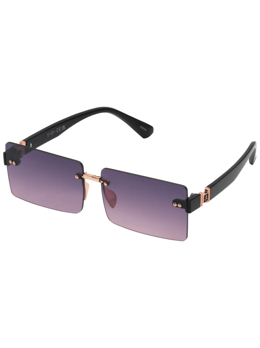 Jessica Simpson Sleek Rectangular Metal Sunglasses in Rose Gold & Black Rose Gold and Black