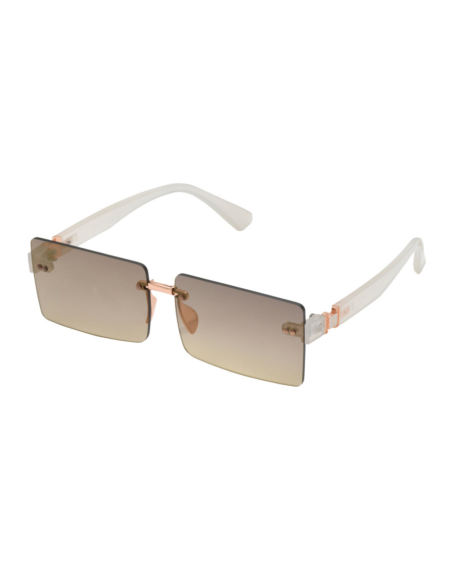 Jessica Simpson Sleek Rectangular Metal Sunglasses in Rose Gold & Cream