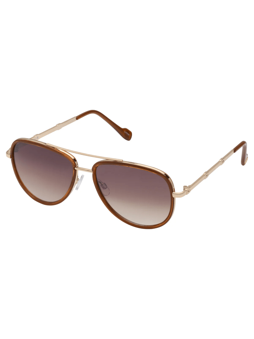 Jessica Simpson Modern Metal Aviator Sunglasses in Gold & Brown