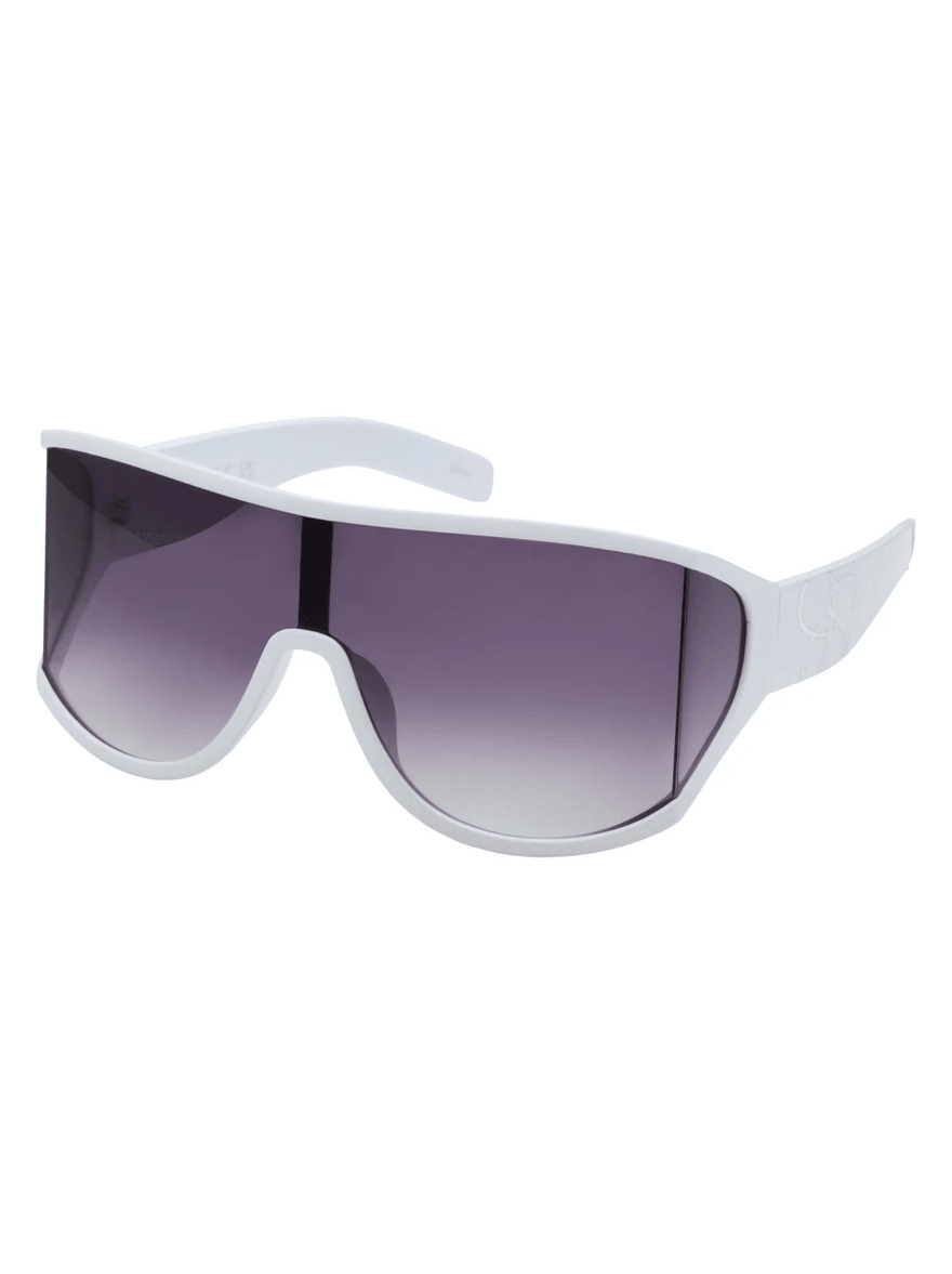 Jessica Simpson Oversized Square Wrap Shield Sunglasses in White