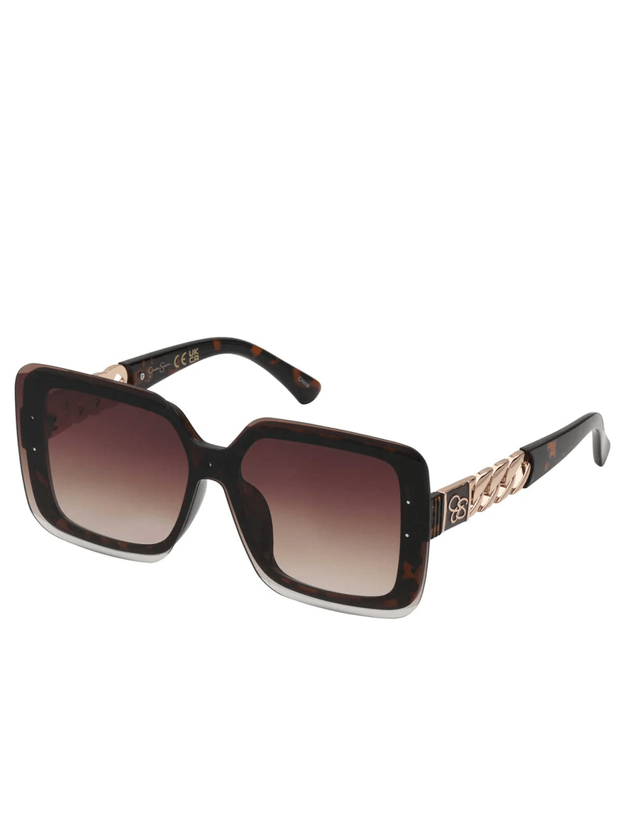 Jessica Simpson Glamorous Square Shield Sunglasses in Tortoise