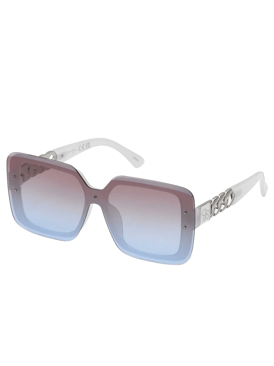 Jessica Simpson Glamorous Square Shield Sunglasses in White