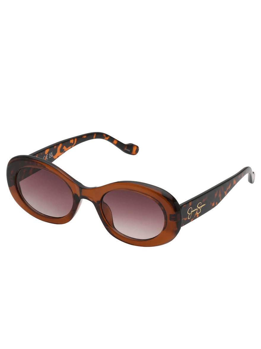 Jessica Simpson Iconic Vintage Oval Sunglasses in Brown & Tortoise
