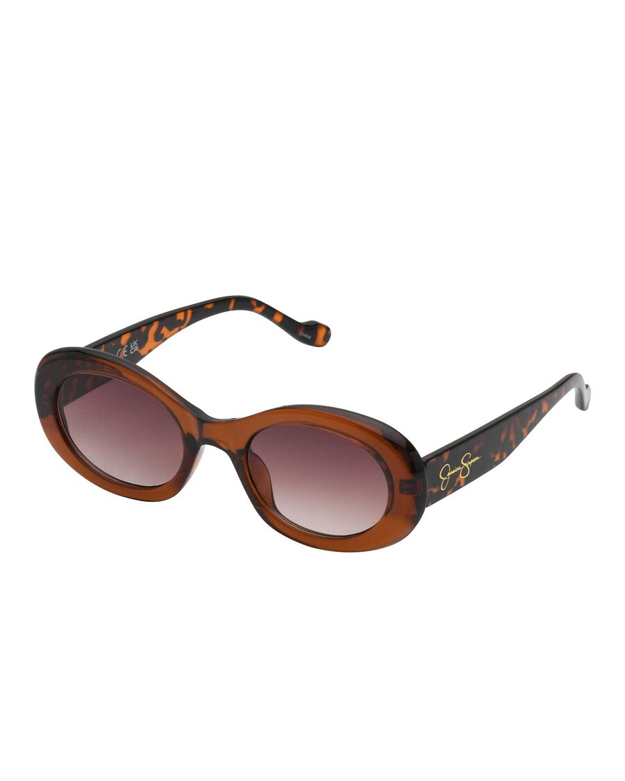 Jessica Simpson Iconic Vintage Oval Sunglasses in Brown & Tortoise