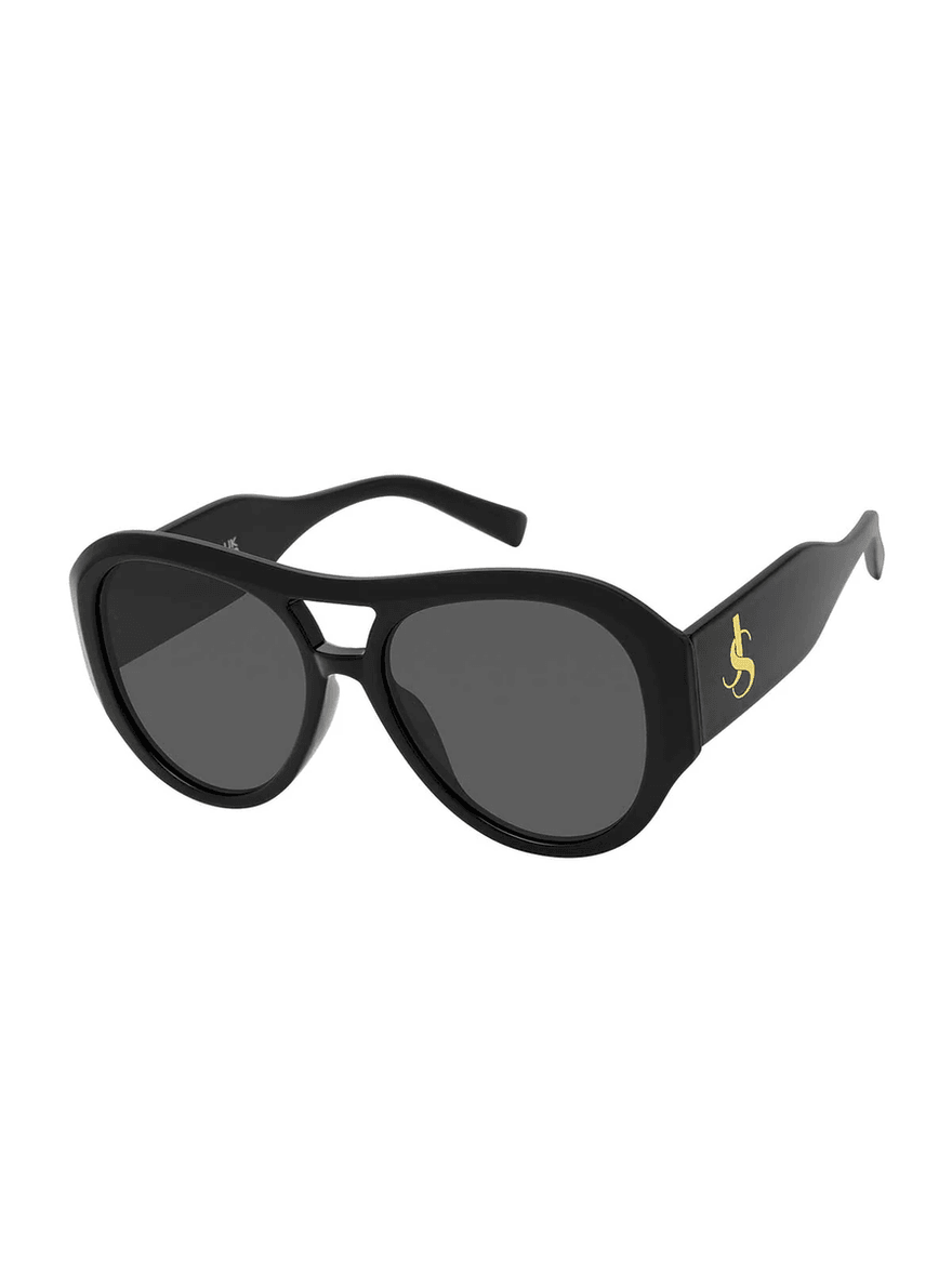 Jessica Simpson Wide Temple Aviator Sunglasses in Black