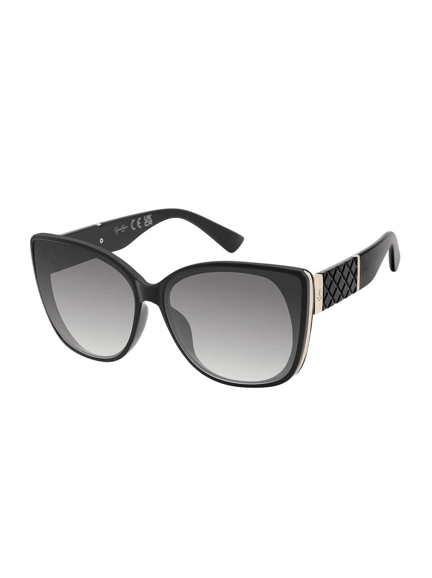 Jessica Simpson Embossed Temple Cat-Eye Sunglasses in Black