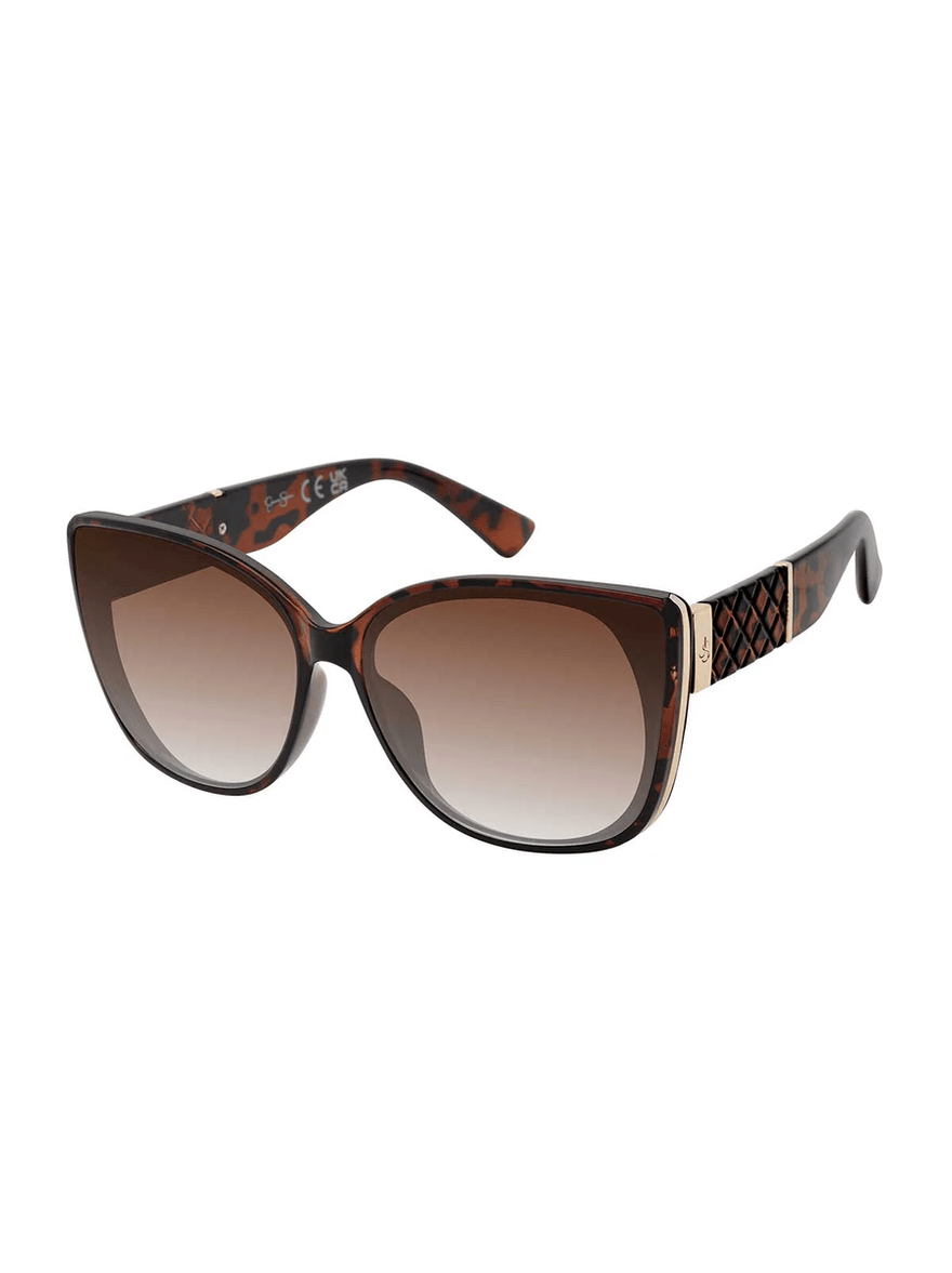 Jessica Simpson Embossed Temple Cat-Eye Sunglasses in Tortoise
