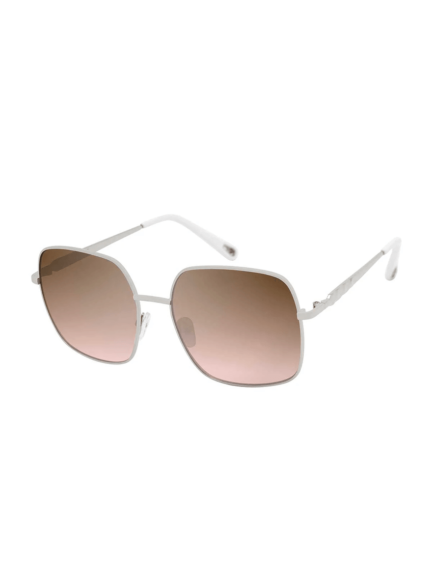 Jessica Simpson Glam Metal Square Sunglasses in Silver & White
