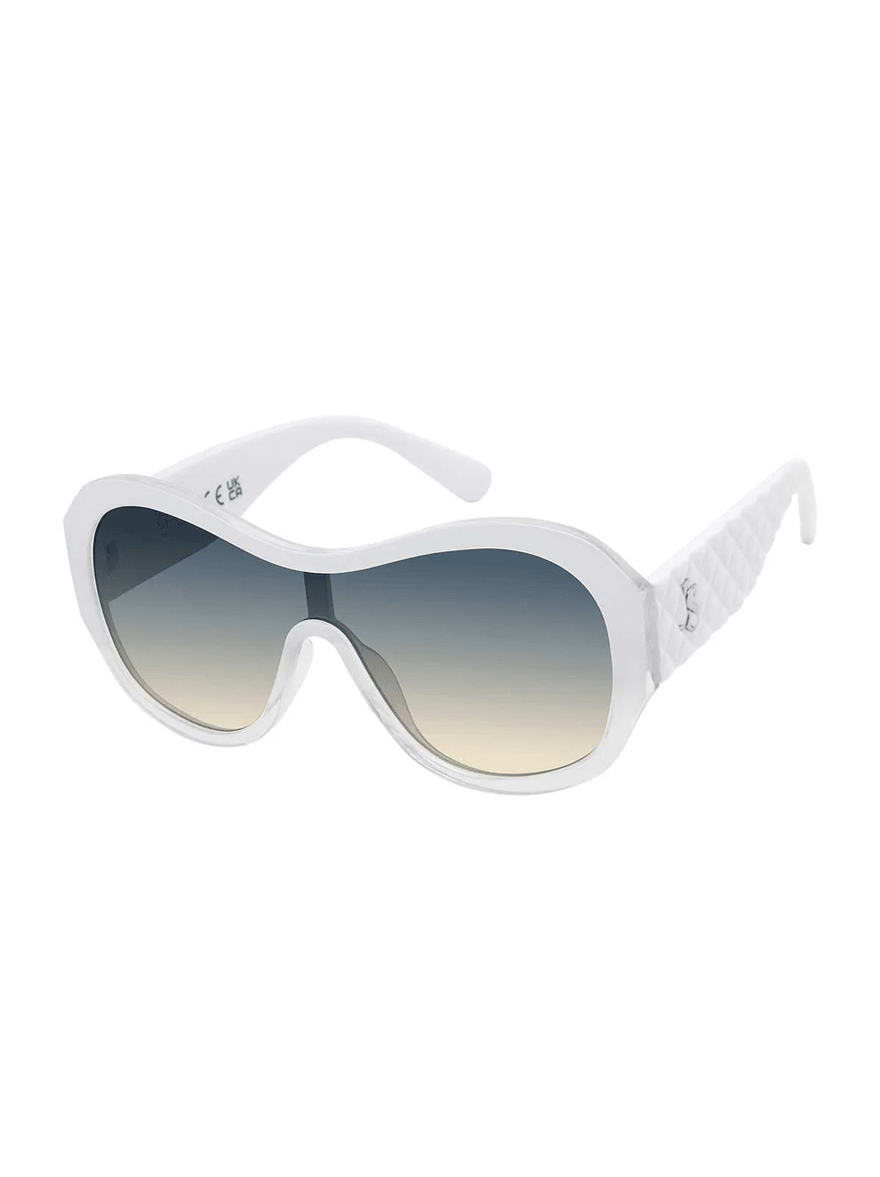 Jessica Simpson Stylish Oversized Shield Sunglasses in White Fade