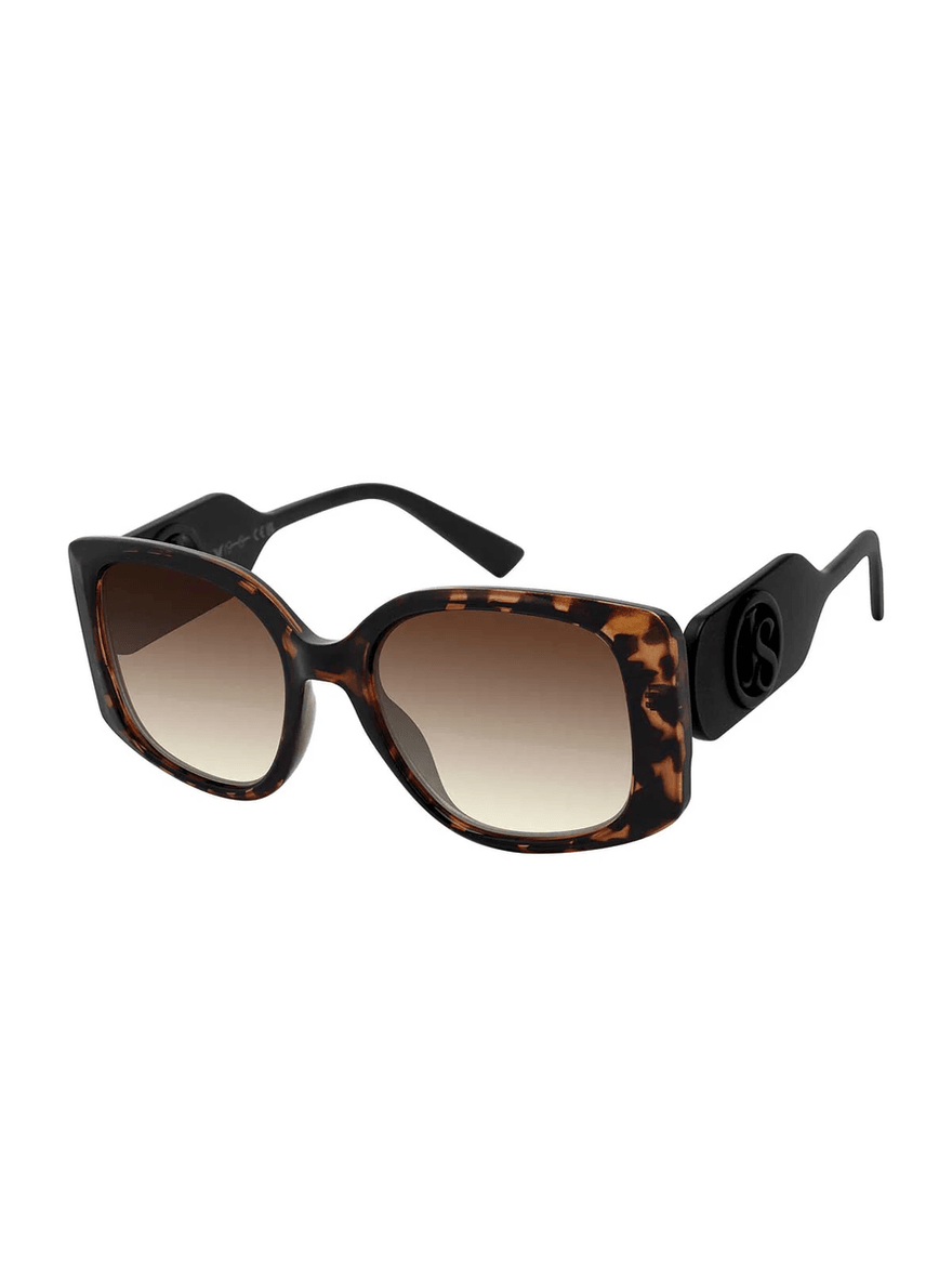 Jessica Simpson Chic Rectangle Tapered Temple Sunglasses in Tortoise & Black
