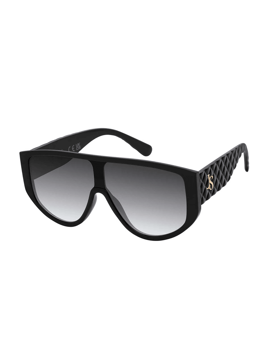 Jessica Simpson Stylish Shield Embossed Temple Sunglasses in Black